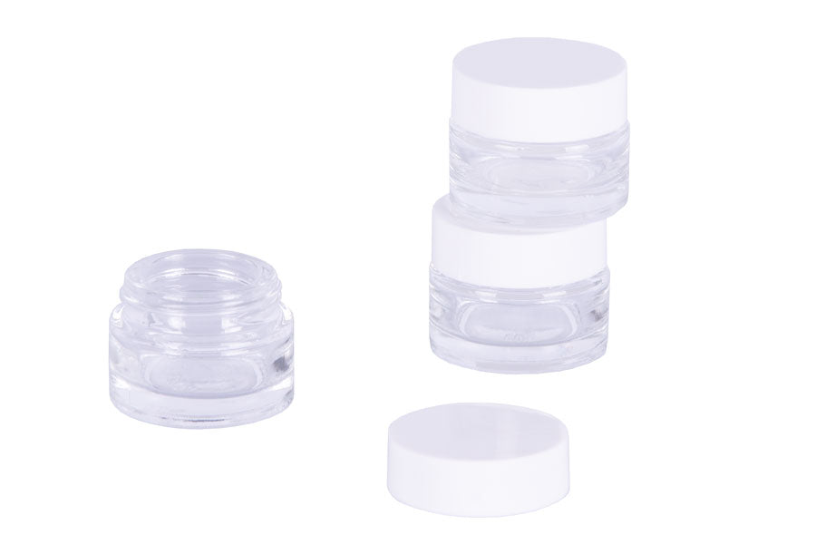 Lasipurkki mini valkoisella korkilla